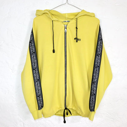 Vintage 80s 90s ASICS hoodie sweat jacket yellow black sweatshirt M