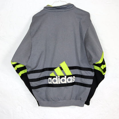 Vintage 80s 90s ADIDAS tracksuit jacket stand-up collar vest grey green D4 S
