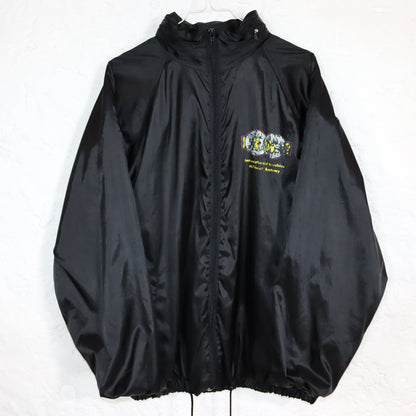 Vintage 80s 90s GUFFINI IAWA rain jacket windbreaker black print L