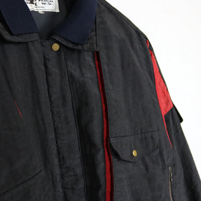 Vintage 80s 90s LADIES FASHION jacket lightly lined collar black red shiny M