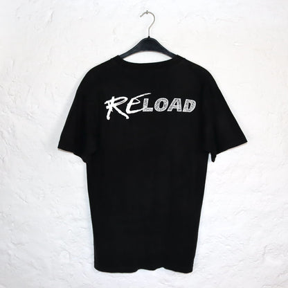 Vintage 80s 90s GIANT T-Shirt short sleeve Metallica band shirt black print Reload L