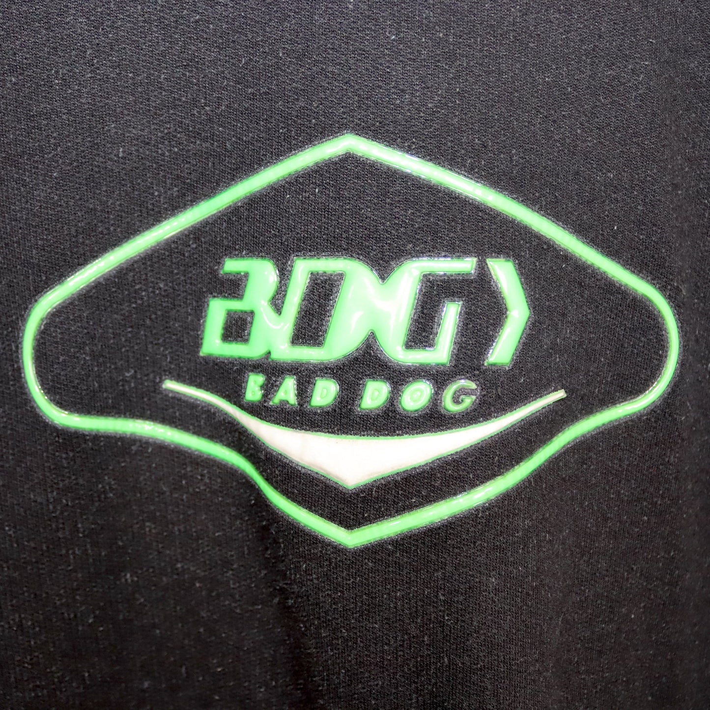 Vintage 80er 90er BAD DOG Sweatshirt Pullover schwarz neongrün XL