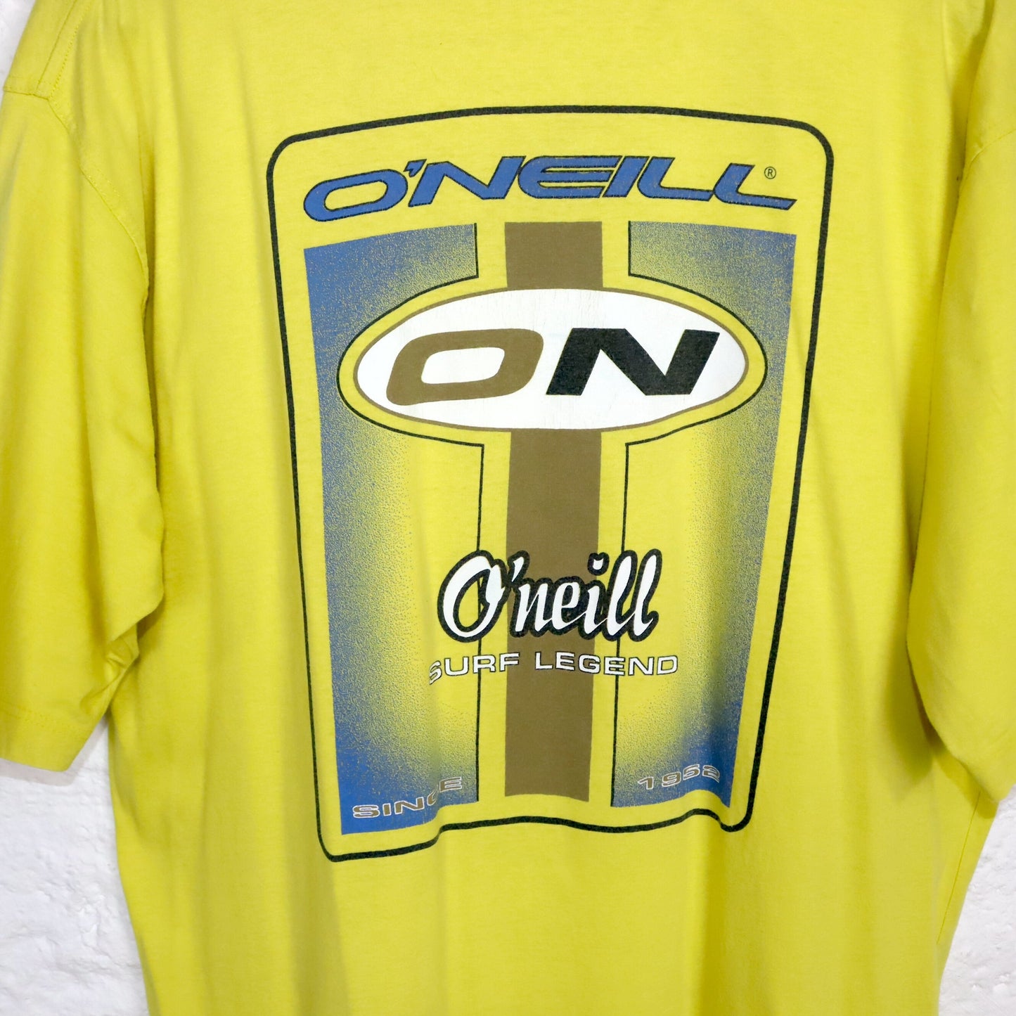 Vintage 80s 90s ONEILL T-Shirt short sleeve print yellow L