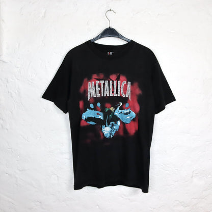 Vintage 80s 90s GIANT T-Shirt short sleeve Metallica band shirt black print Reload L