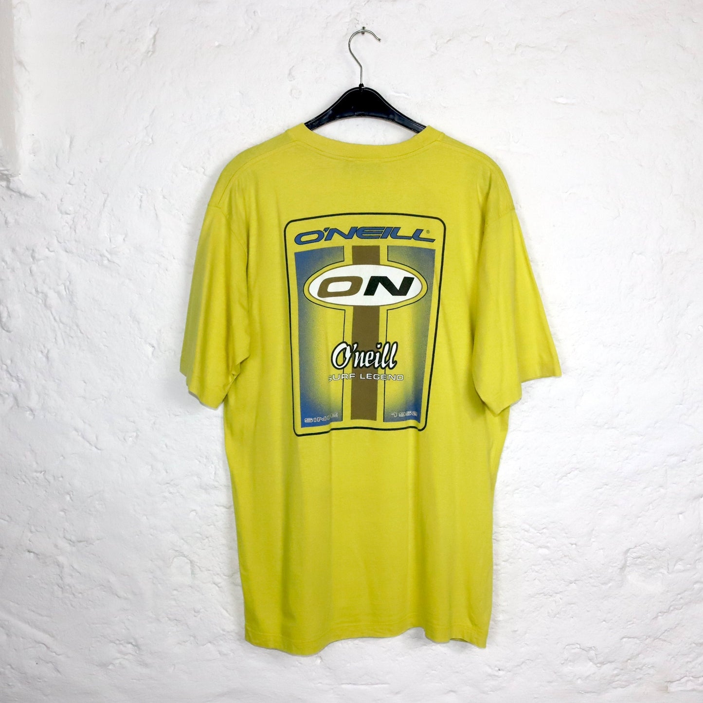Vintage 80s 90s ONEILL T-Shirt short sleeve print yellow L