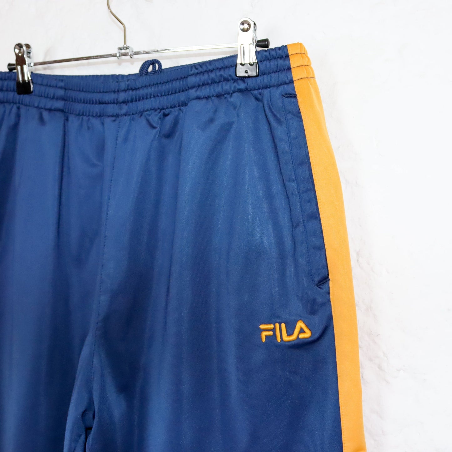 Vintage 80er 90er FILA Jogginghose Trainingshose Baggy weites Bein blau orange L