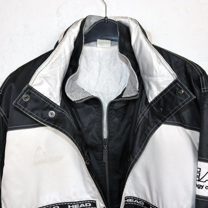Vintage 80s 90s HEAD rain jacket windbreaker black white L