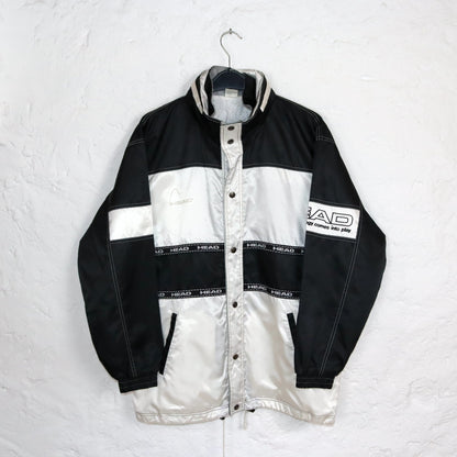 Vintage 80s 90s HEAD rain jacket windbreaker black white L