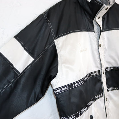 Vintage 80s 90s HEAD rain jacket windbreaker black white L
