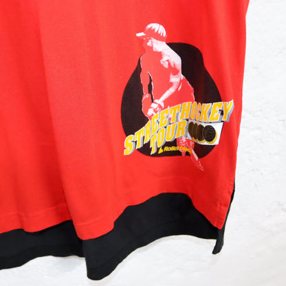 Vintage 80s 90s DARWINS T-Shirt short sleeve print Rollerblade Streethockey black red