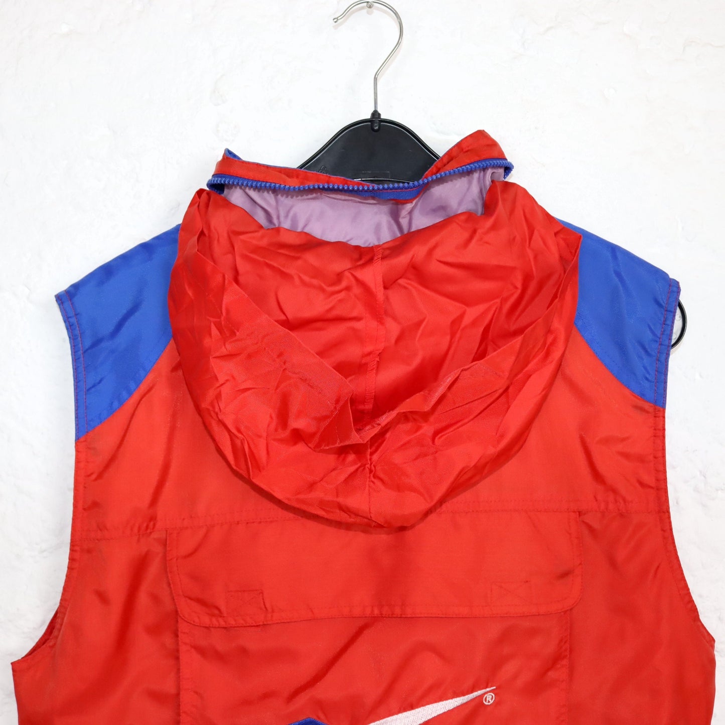 Vintage 80s 90s REEBOK cargo vest with hood red blue L
