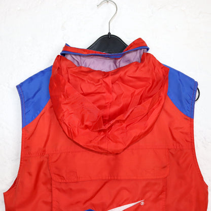 Vintage 80s 90s REEBOK cargo vest with hood red blue L