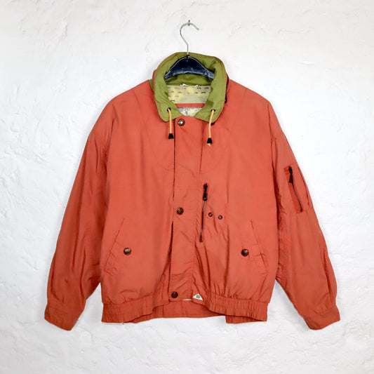 Vintage 80s 90s NEW FAST jacket transition jacket lightly lined hood shoulder pads 48 M