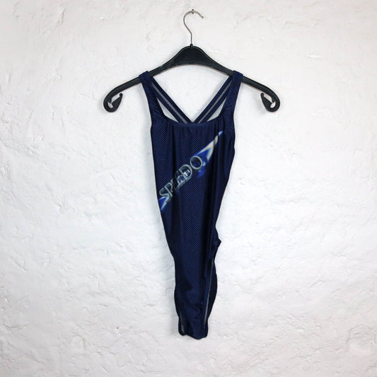 Vintage 80s 90s SPEEDO swimsuit one-piece bodysuit blue backless M