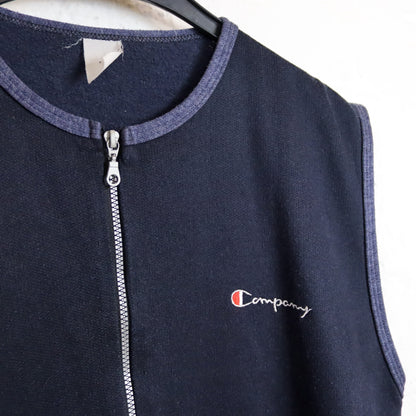Vintage 80s 90s COMPANY vest zipper dark blue L