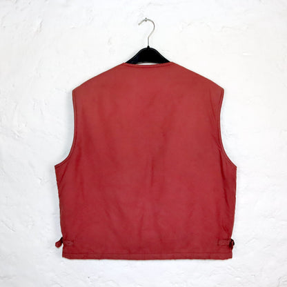 Vintage 80s 90s LEVIS cargo vest lined red XL