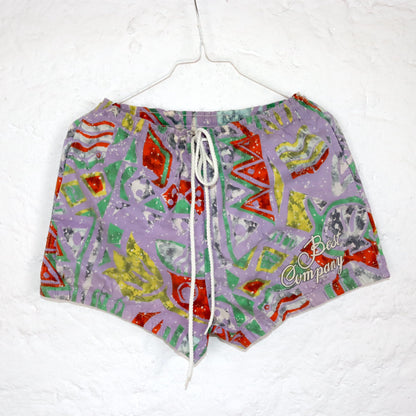Vintage 80s 90s BEST COMPANY shorts short pants crazy pattern lilac colorful L
