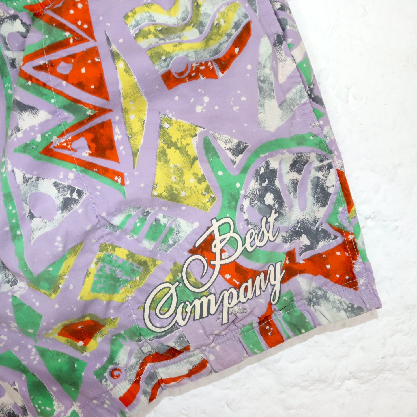 Vintage 80s 90s BEST COMPANY shorts short pants crazy pattern lilac colorful L