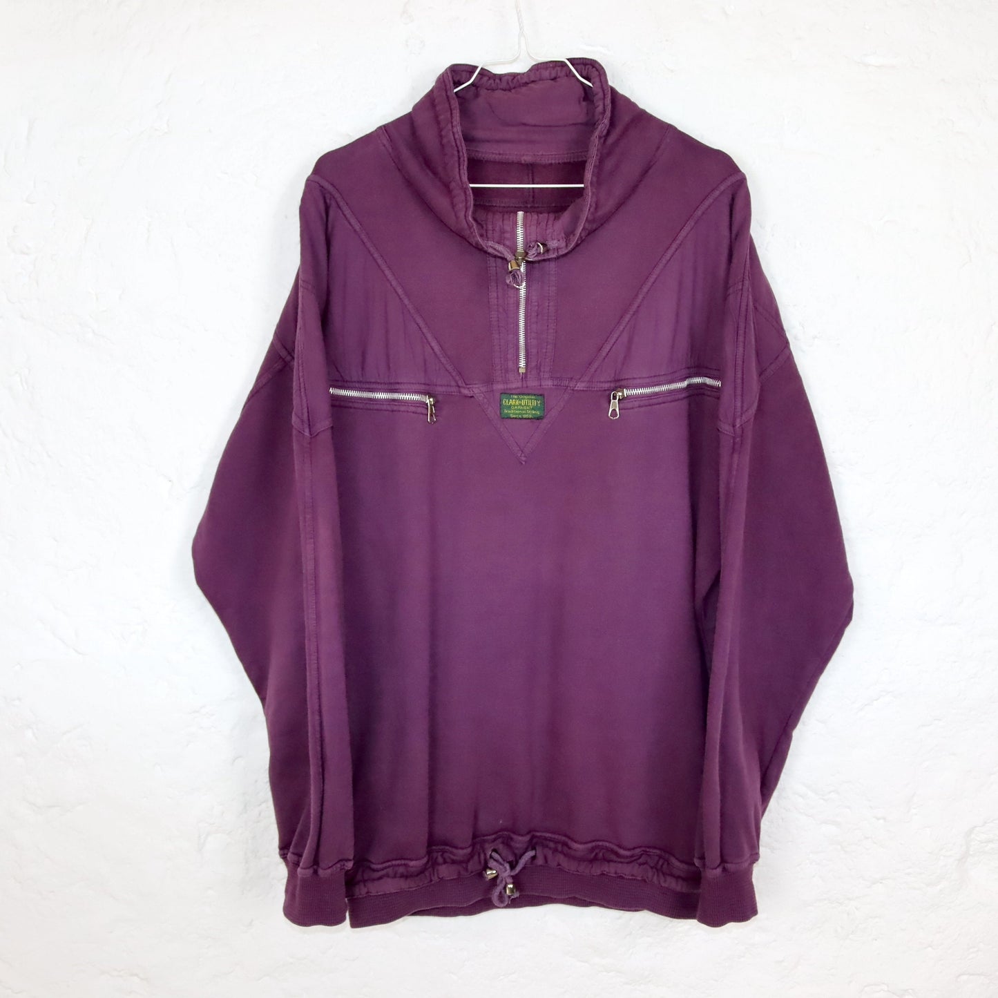 Vintage 80er 90er CLARK UTILITY Sweatshirt Pullover Stehkragen lila L