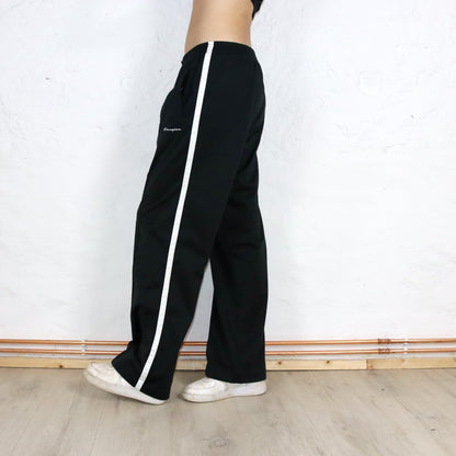 Vintage 80s 90s CHAMPION jogging pants tracksuit bottoms baggy black white XXL