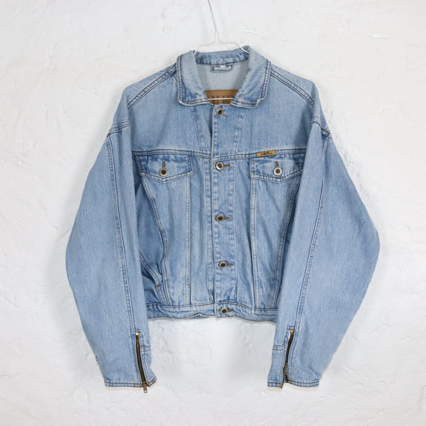 Vintage 80s 90s CHEF denim jacket light blue jacket L