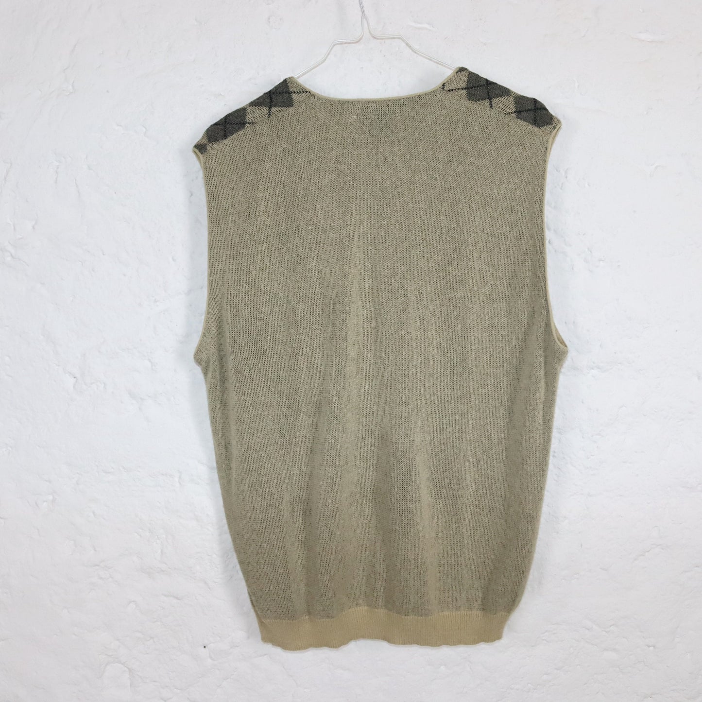 Vintage 80s 90s RODES sweater vest beige checked button row M
