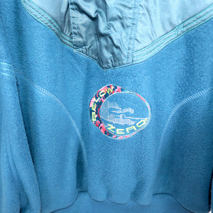 Vintage 80er 90er BELOW ZERO Fleecepullover Stehkragen blau grün M