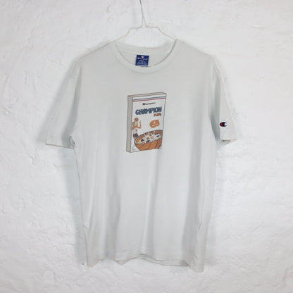 Vintage 00er Y2k CHAMPION T-Shirt Print weiß S