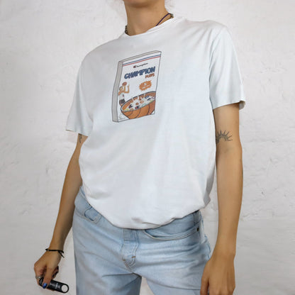 Vintage 00er Y2k CHAMPION T-Shirt Print weiß S