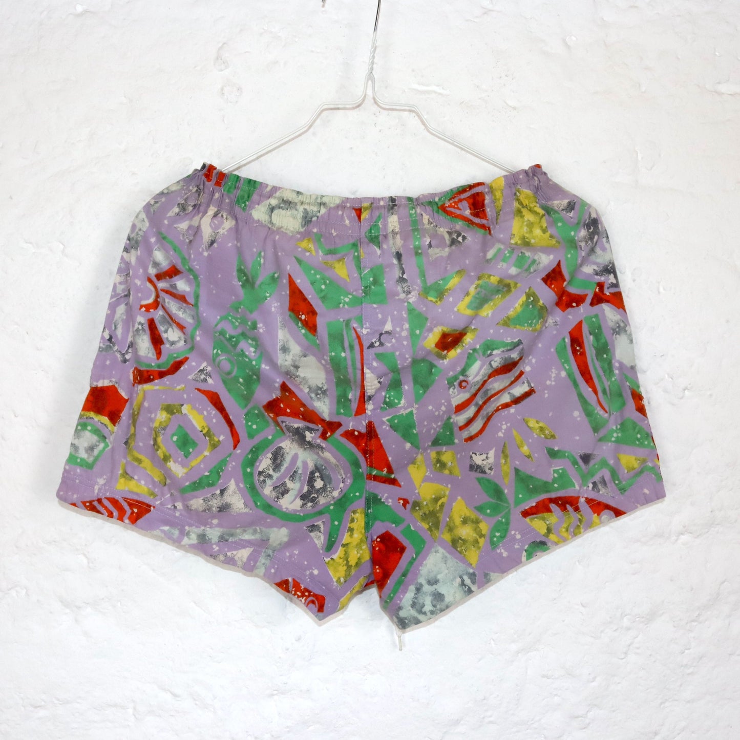 Vintage 80s 90s BEST COMPANY shorts short pants crazy pattern lilac colorful L