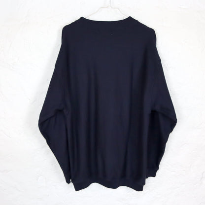 Vintage 80er 90er JOY Sweatshirt Pullover Waffeloptik dunkelblau 38