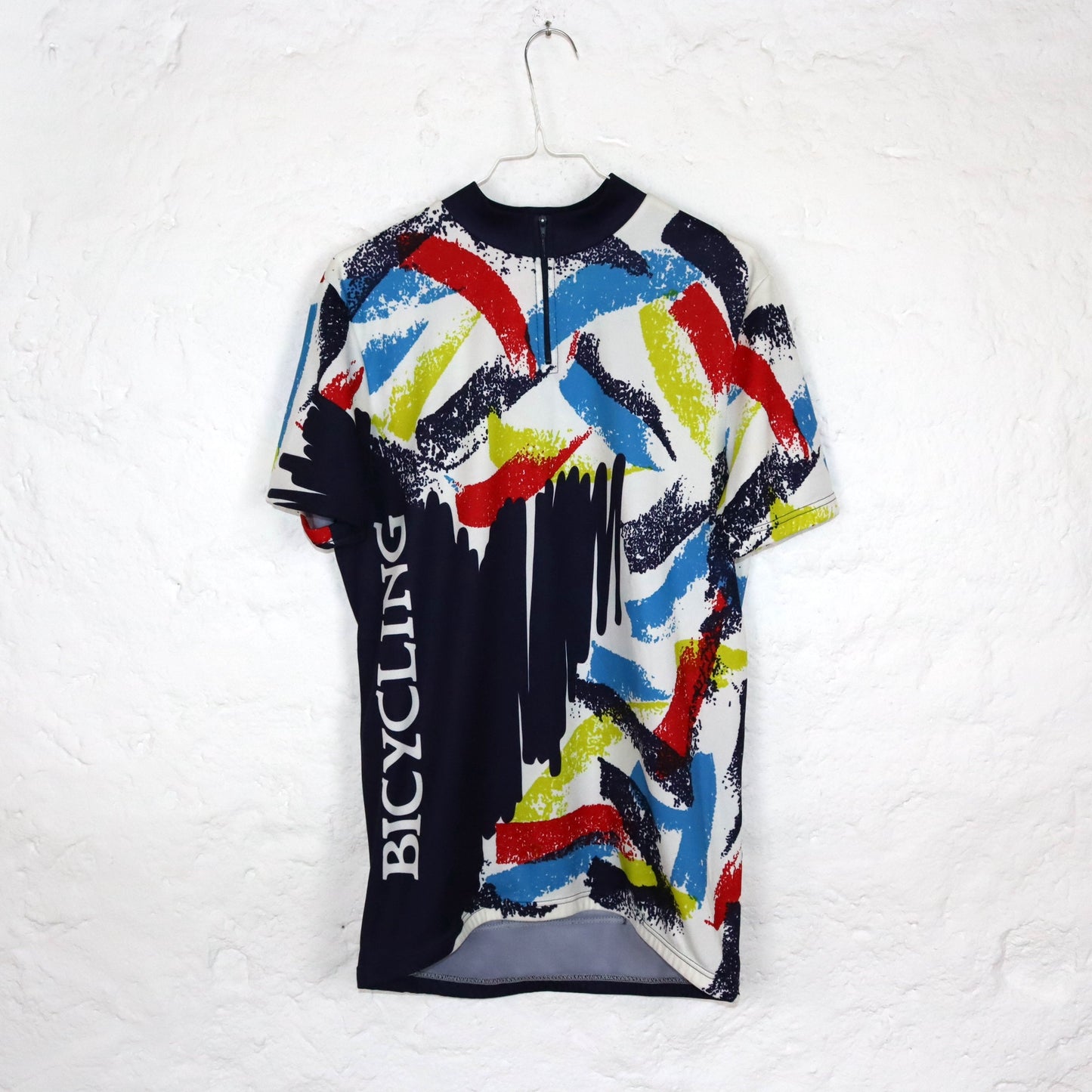 Vintage 80er 90er Radlershirt Fahrradtrikot crazy pattern bunt L