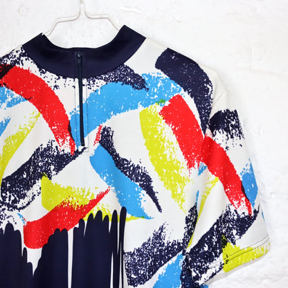 Vintage 80er 90er Radlershirt Fahrradtrikot crazy pattern bunt L