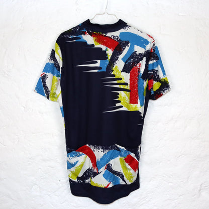 Vintage 80er 90er Radlershirt Fahrradtrikot crazy pattern bunt L