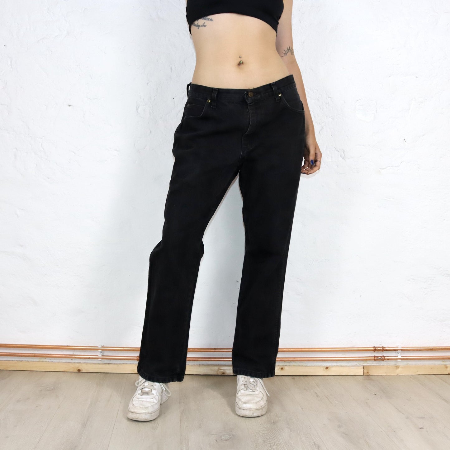 Vintage 80s 90s WRANGLER jeans pants black straight leg baggy W36 L30
