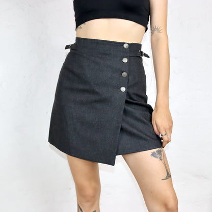 Vintage 80er 90er SUPERIOR Wollrock highwaist grau Minirock Wolle S