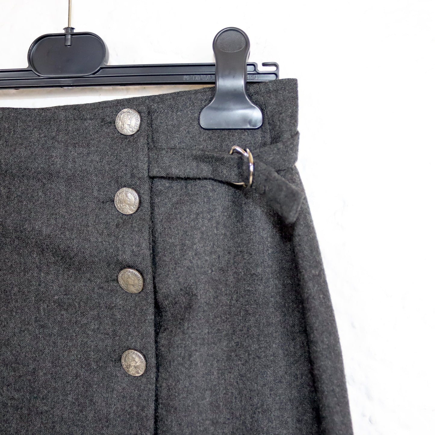 Vintage 80er 90er SUPERIOR Wollrock highwaist grau Minirock Wolle S