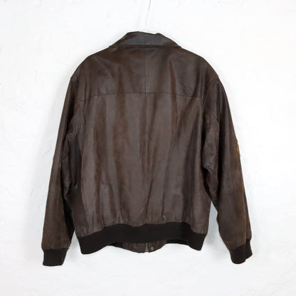 Vintage 80s 90s MONTES leather jacket biker jacket dark brown Army L