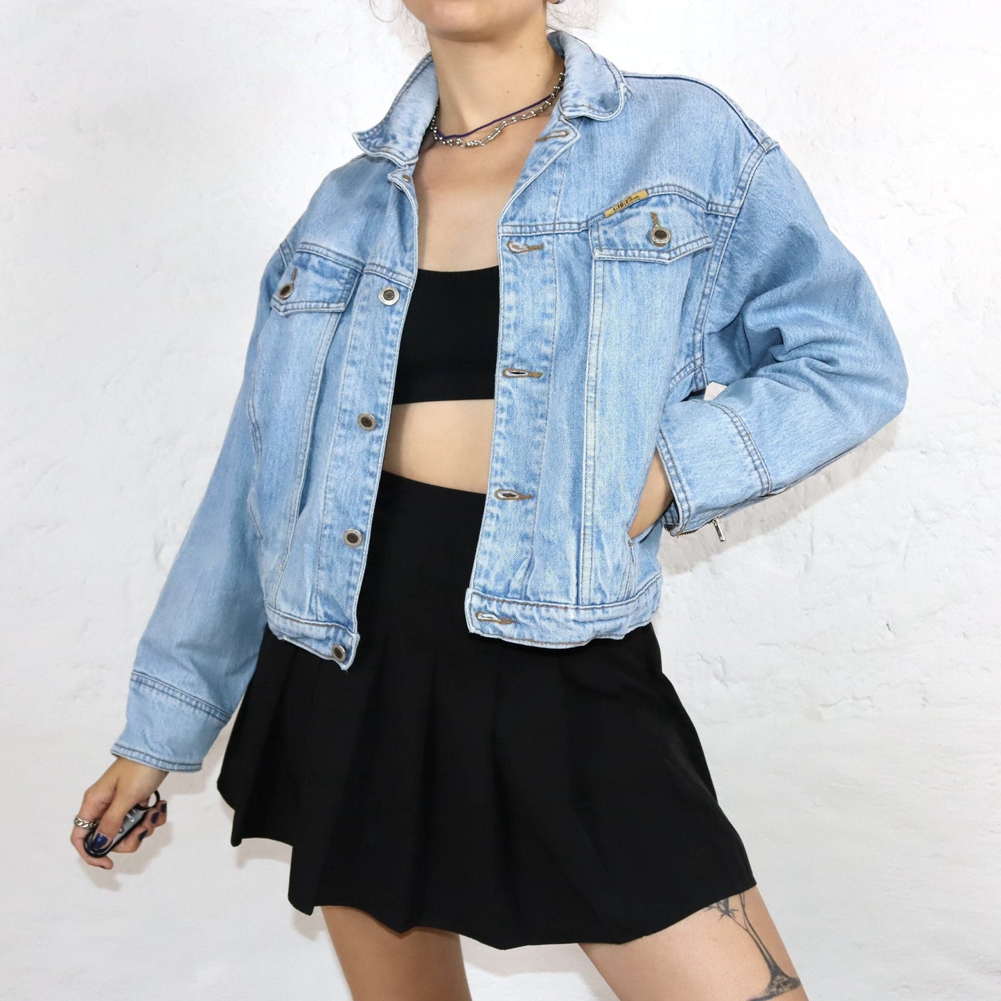 Vintage 80s 90s CHEF denim jacket light blue jacket L
