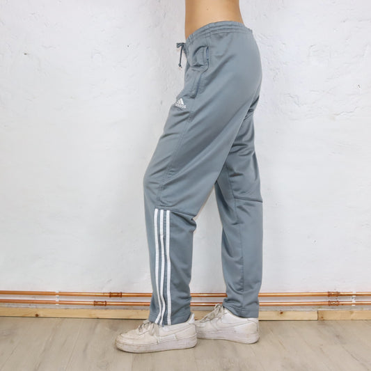 Vintage 80s 90s ADIDAS jogging pants tracksuit bottoms baggy straight leg grey D4 L