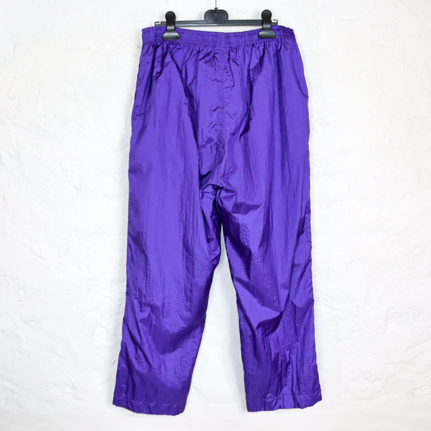 Vintage 80s 90s ASICS jogging pants tracksuit bottoms straight leg baggy purple M