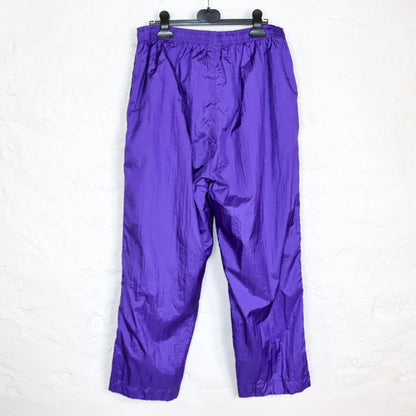 Vintage 80s 90s ASICS jogging pants tracksuit bottoms straight leg baggy purple M