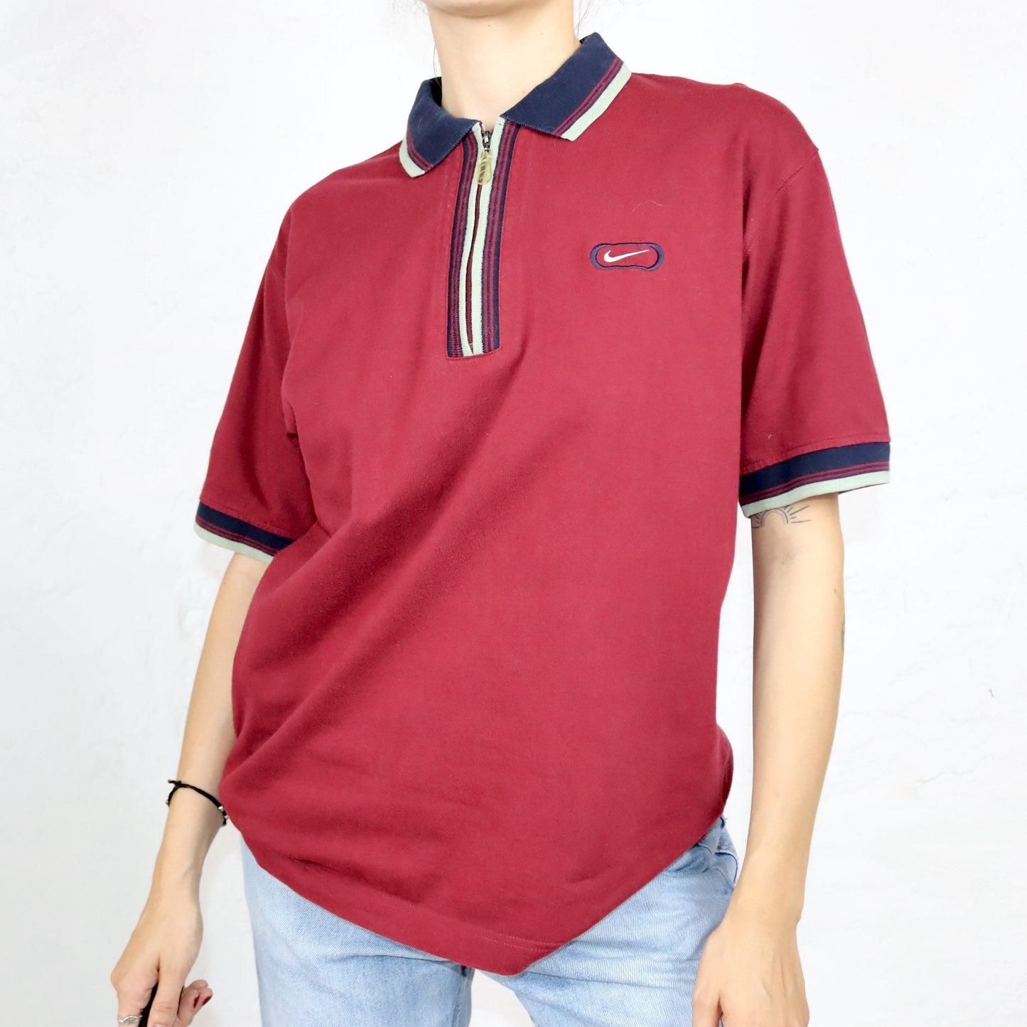 Vintage 80s 90s NIKE polo shirt T-shirt dark red M