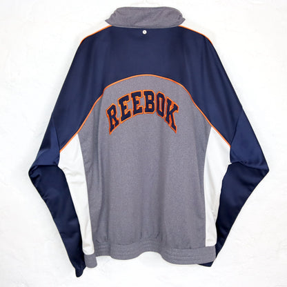 Vintage 80s 90s REEBOK tracksuit jacket stand-up collar grey orange dark blue L