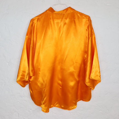 Vintage 80s 90s VALENTINA of London blouse satin orange viscose L