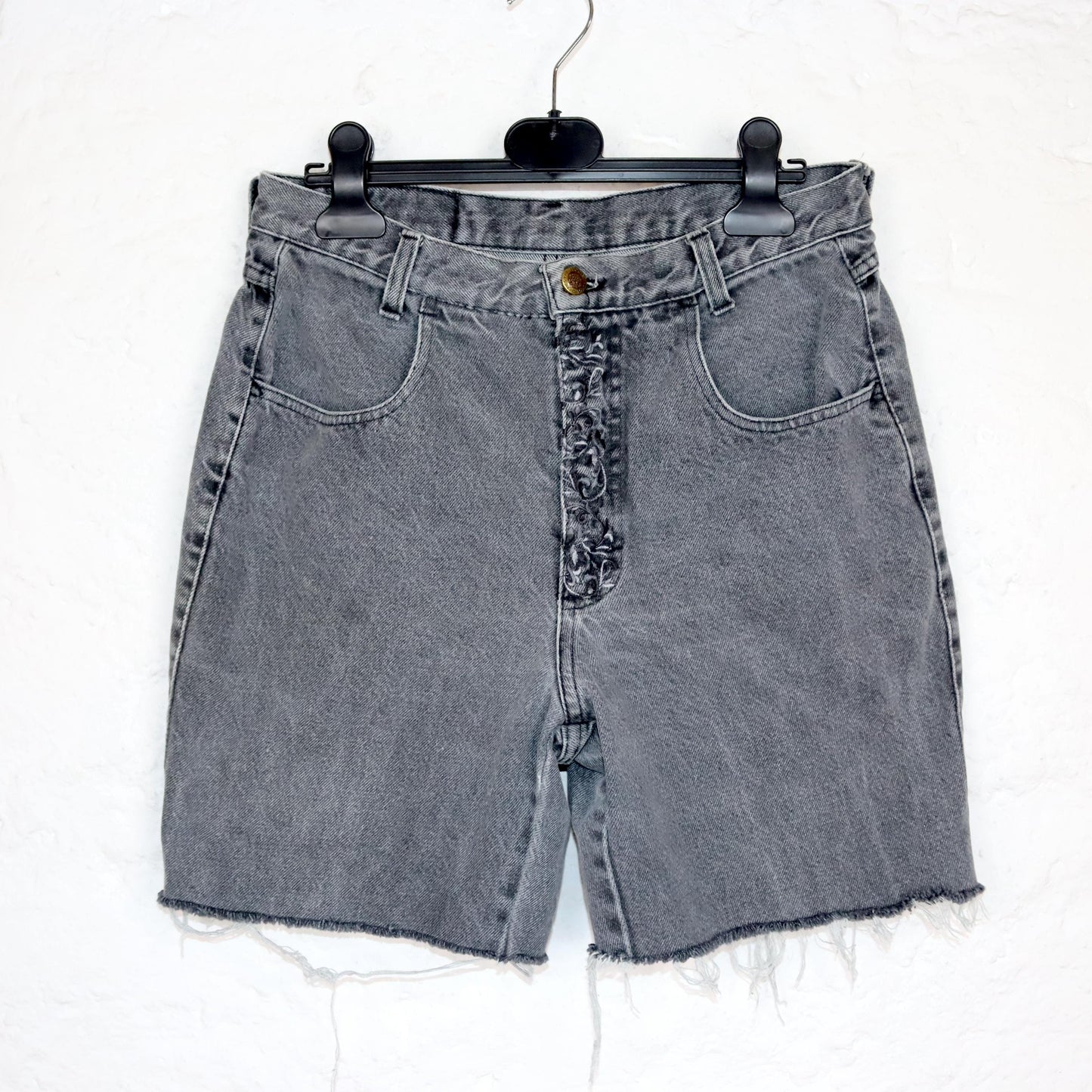 Vintage 80s 90s shorts with embroidery dark grey 38