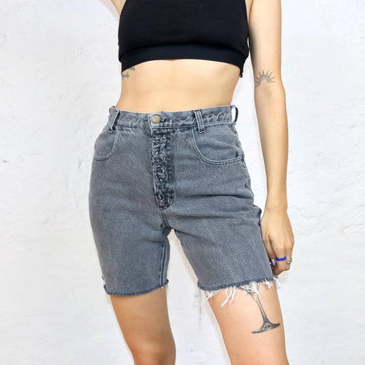 Vintage 80s 90s shorts with embroidery dark grey 38