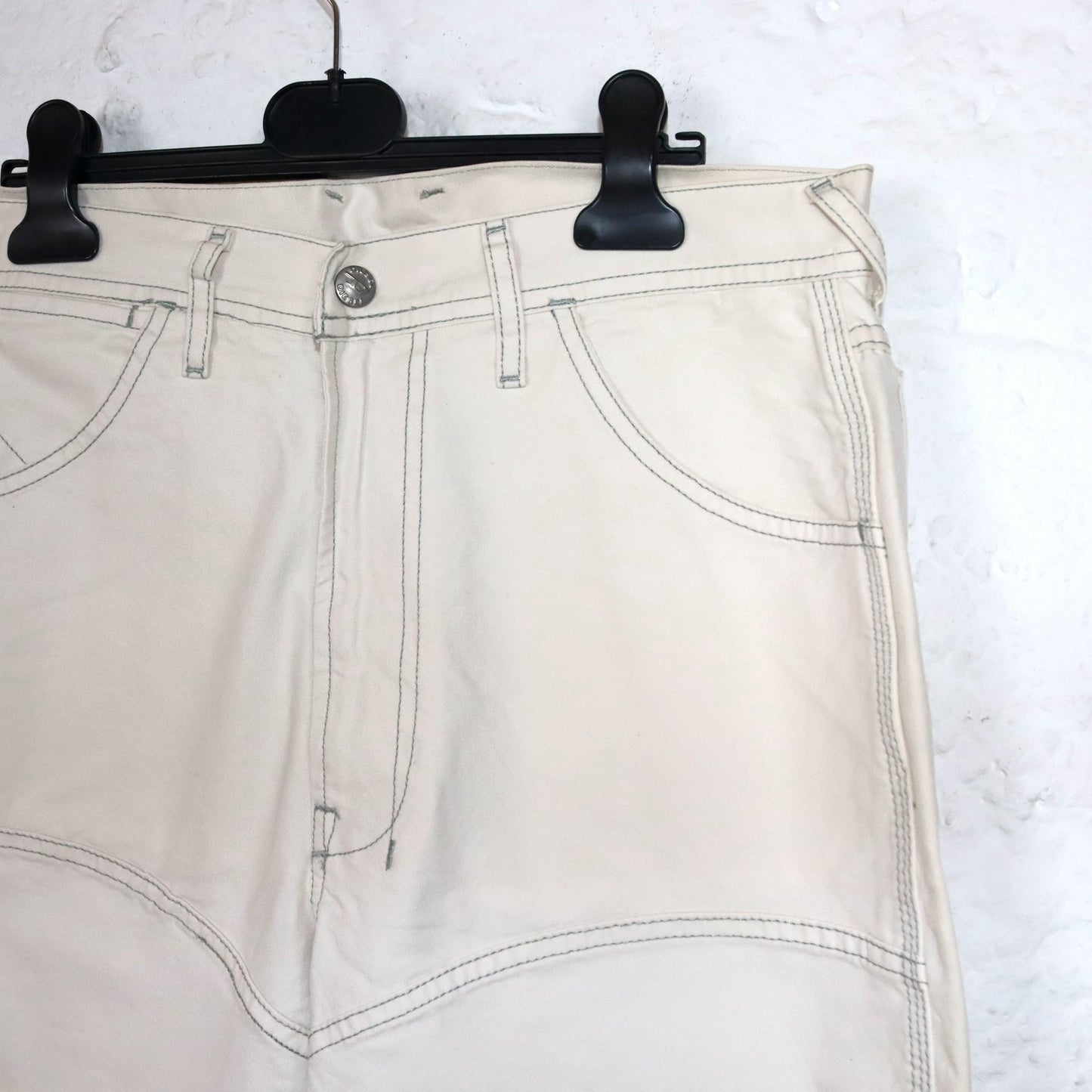 Vintage 90s 00s Y2k DIESEL baggy pants wide leg cargo pants cream white W30