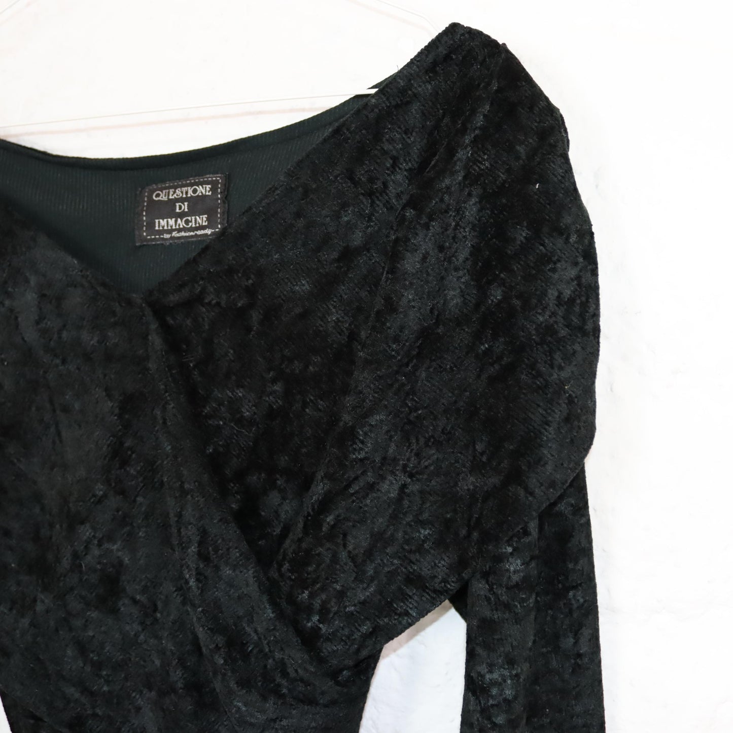 Vintage 80s 90s QUESTIONE DI Immagine mini dress velvet dress long sleeve black XS