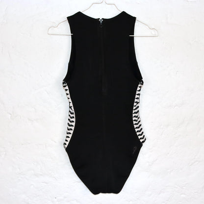 Vintage 80s 90s ARENA swimsuit bodysuit black white 36